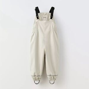 Zara Cream Kids Waterproof Bib Overalls with Black Straps